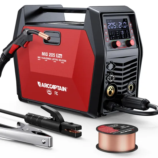 IGBT Inverter 6/1 MIG Welder MIG205PRO MIG Welding Machine 120V240V MIG/Gasless Flux MIG/MMA/TIG/Spot Welding/Spool Aluminum MIG Welder Electric Welding Machine 